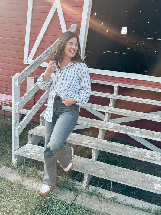 Stripe Button Down Long Sleeve