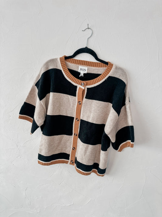 Drop Shoulder Stripe Sweater