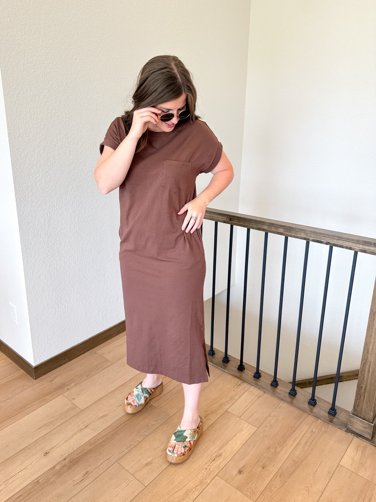 Brown Midi Tee Dress