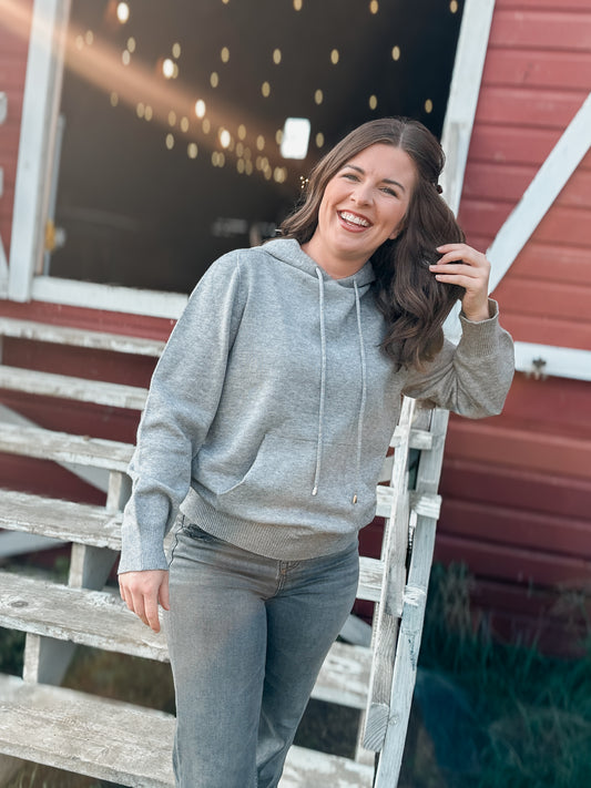 Grey Knit Hoodie