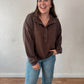 Dark Brown Button Front Sweatshirt