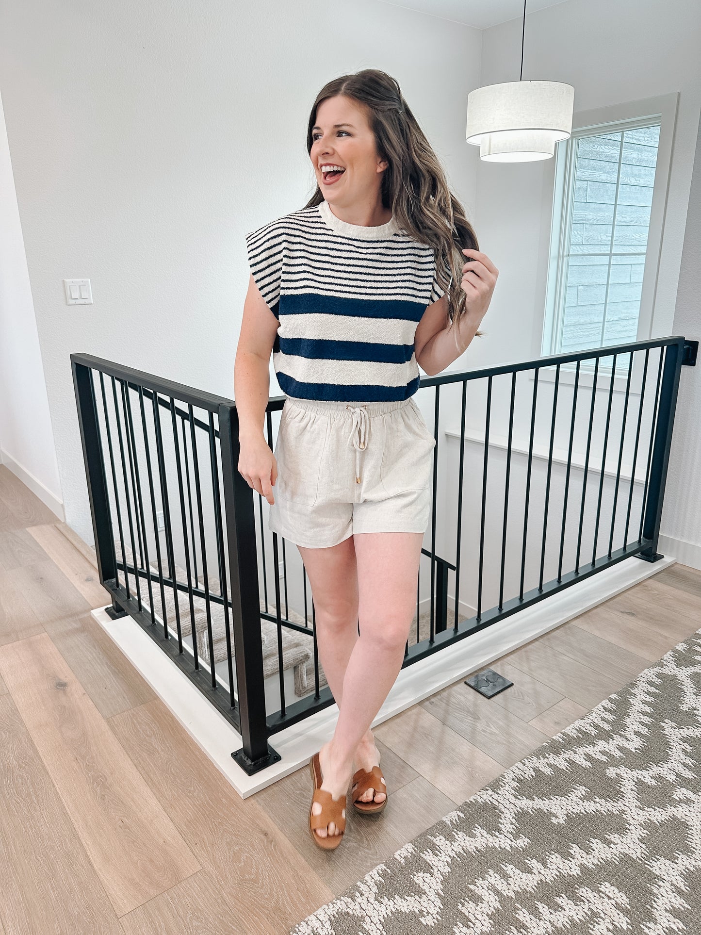 Navy Stripe Knit Top