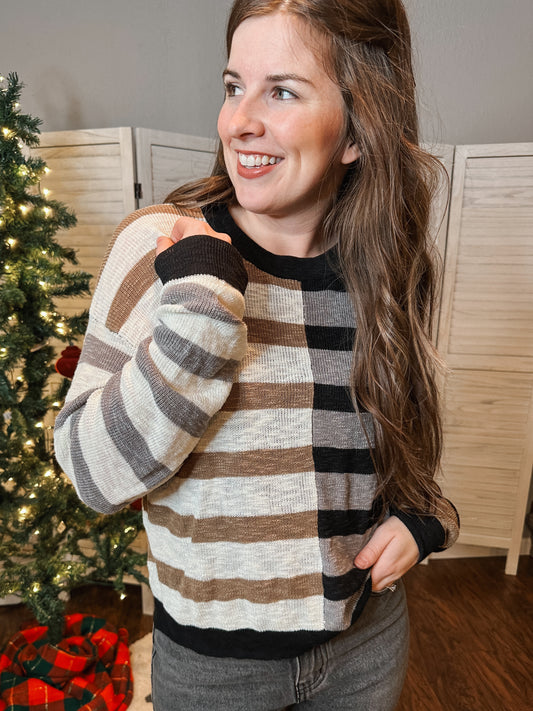 Two Toned Stripe Sweater