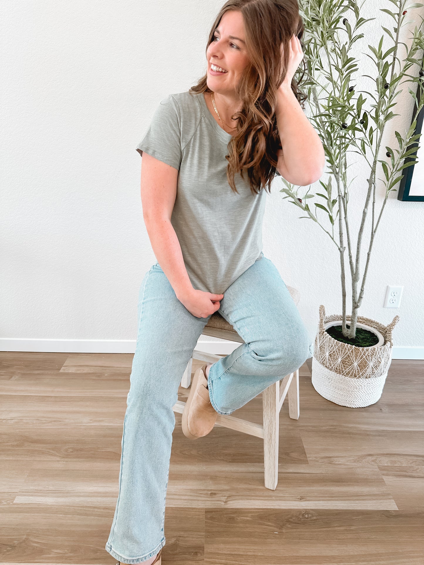 Olive Cotton Slub Tee