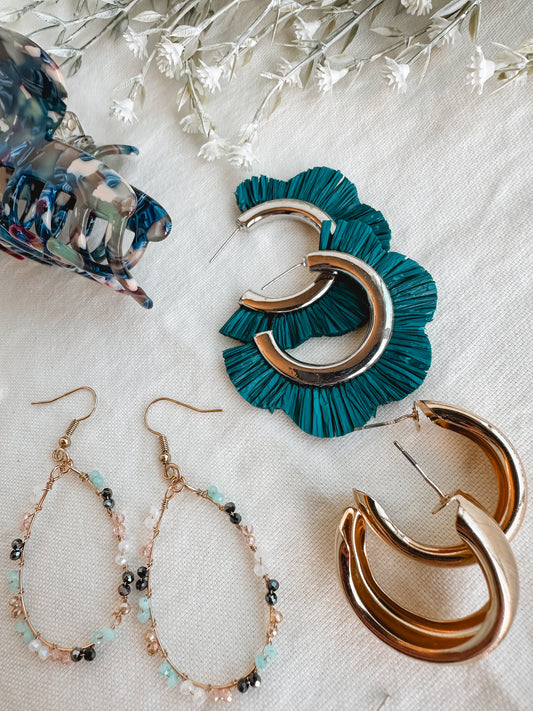 Teal Fringe Hoop