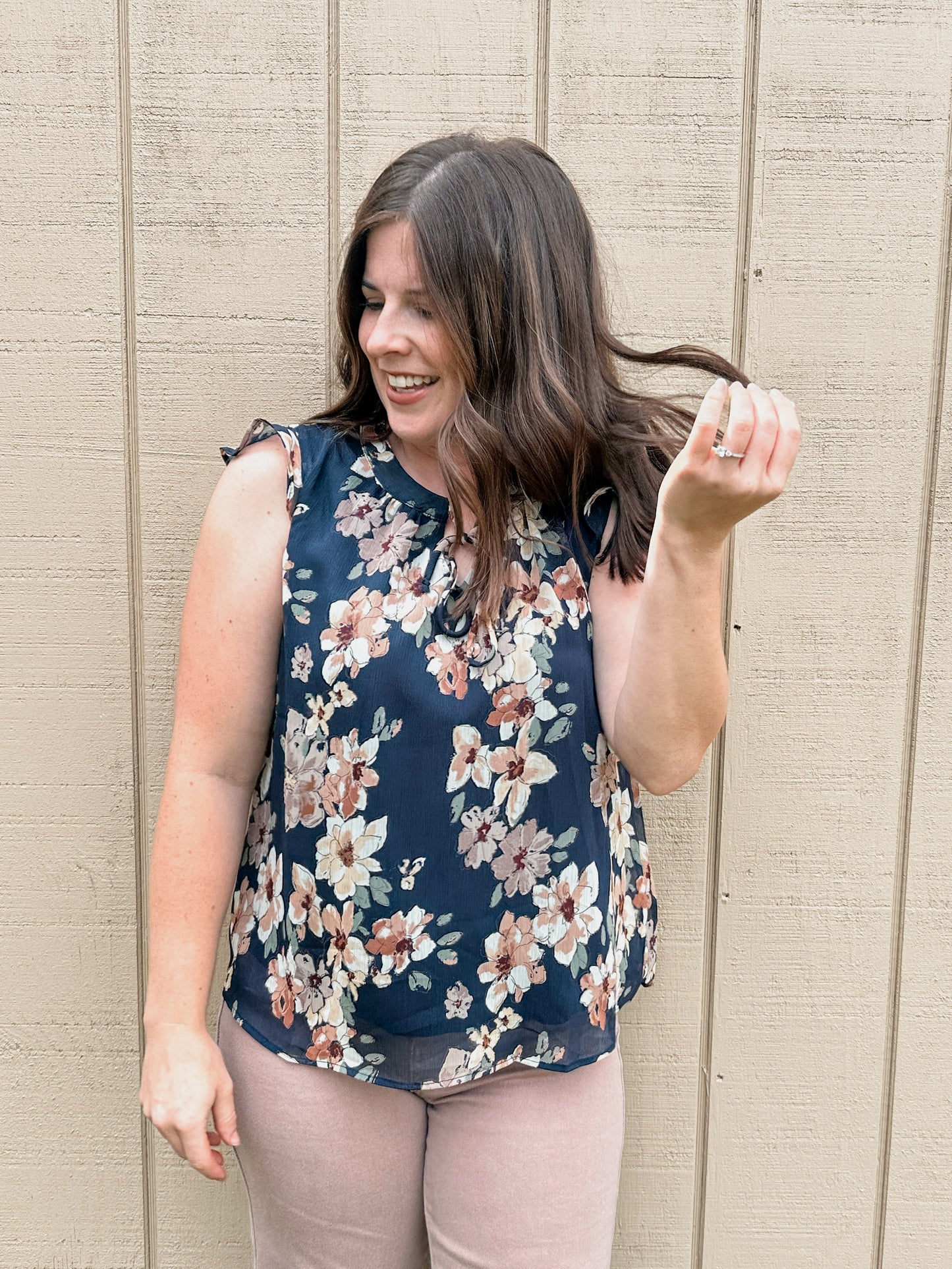 Navy Floral Top