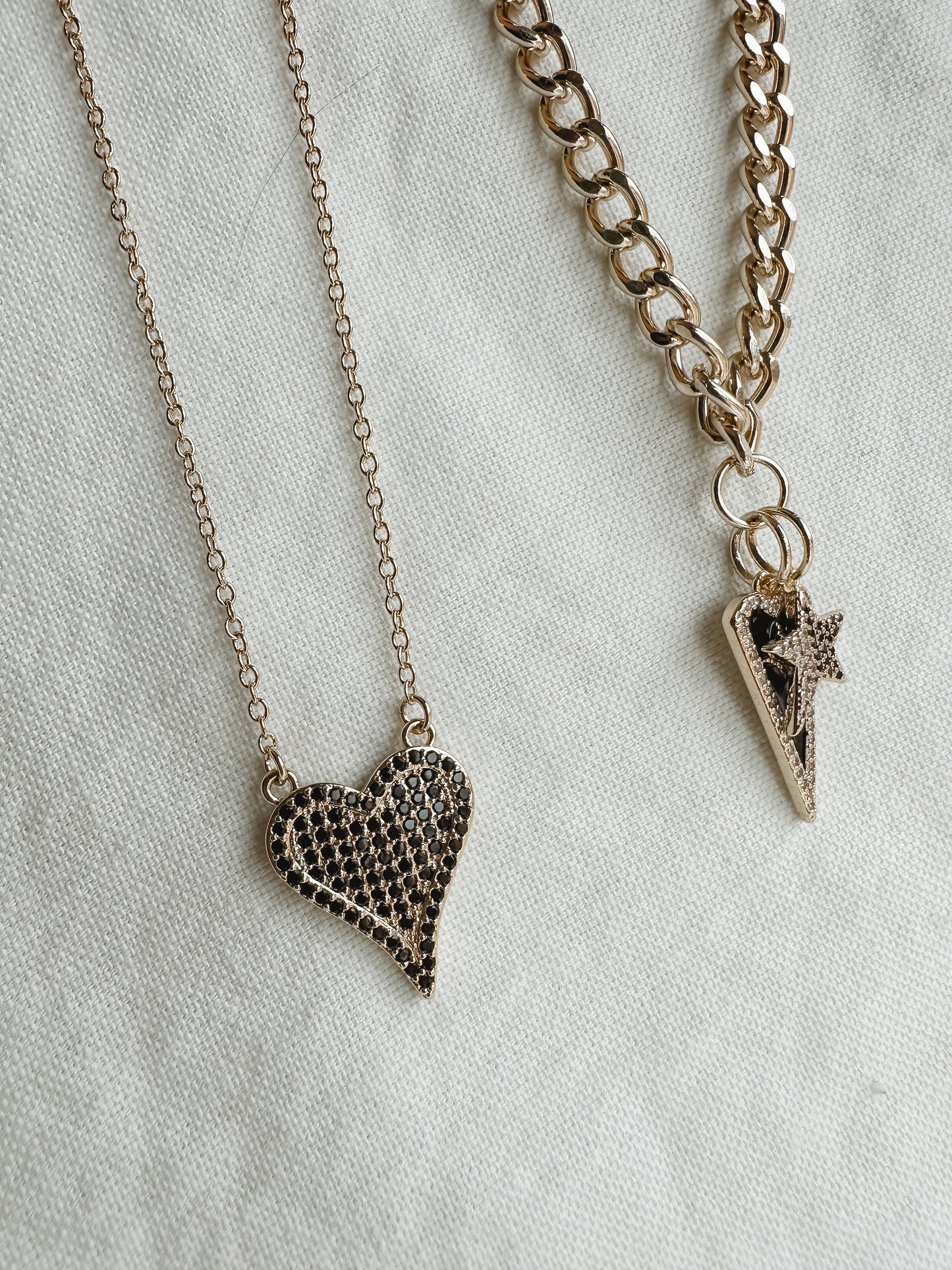 Black Studded Heart Necklace