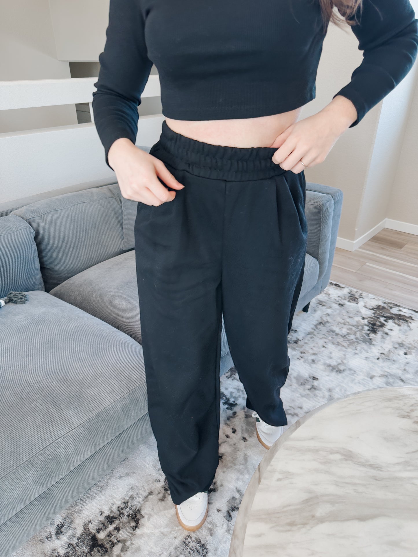 Black Crop Lounge Set