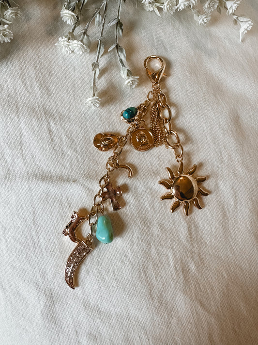 Sunset Cowgirl Charm Keychain