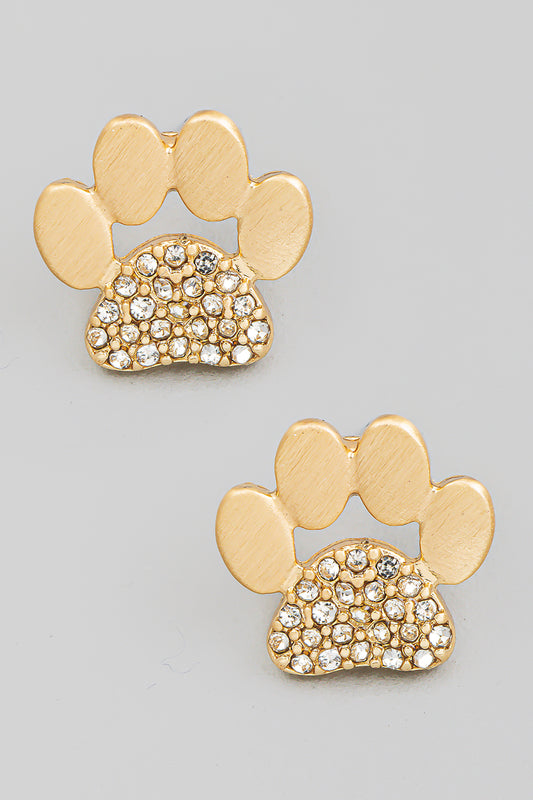 Pave Paw Print Earrings