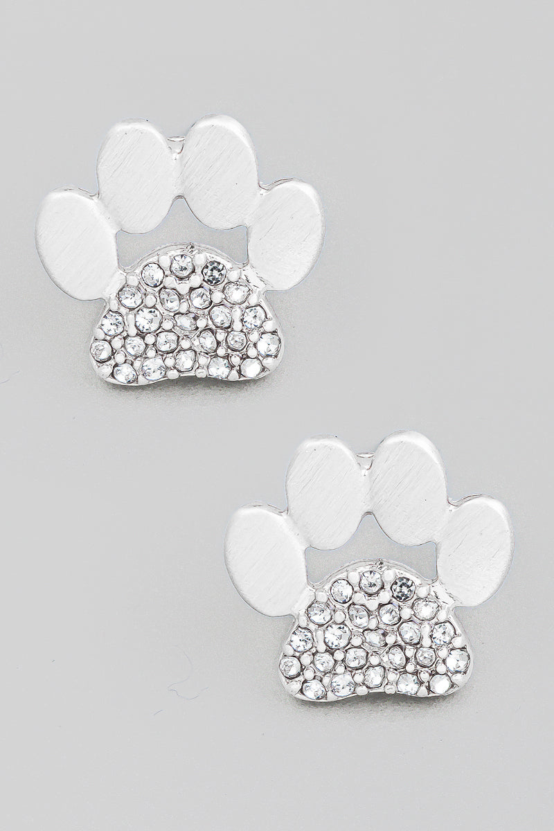 Pave Paw Print Earrings