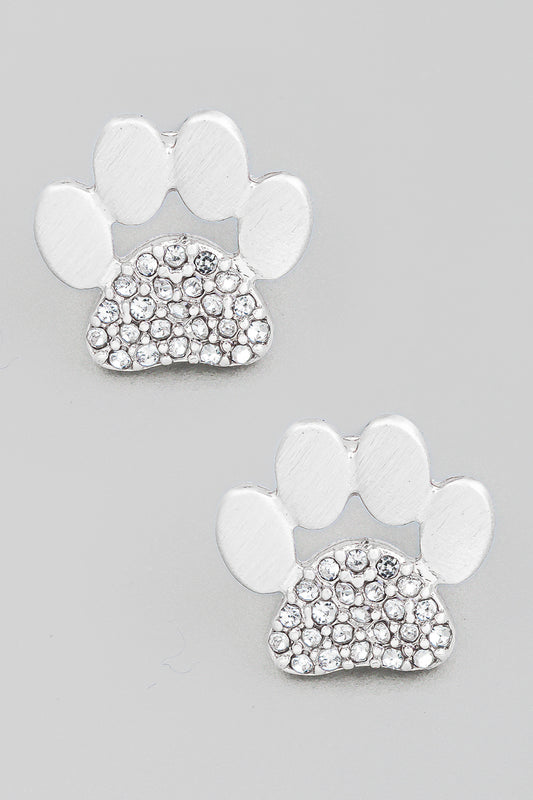 Pave Paw Print Earrings