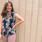 Navy Floral Top