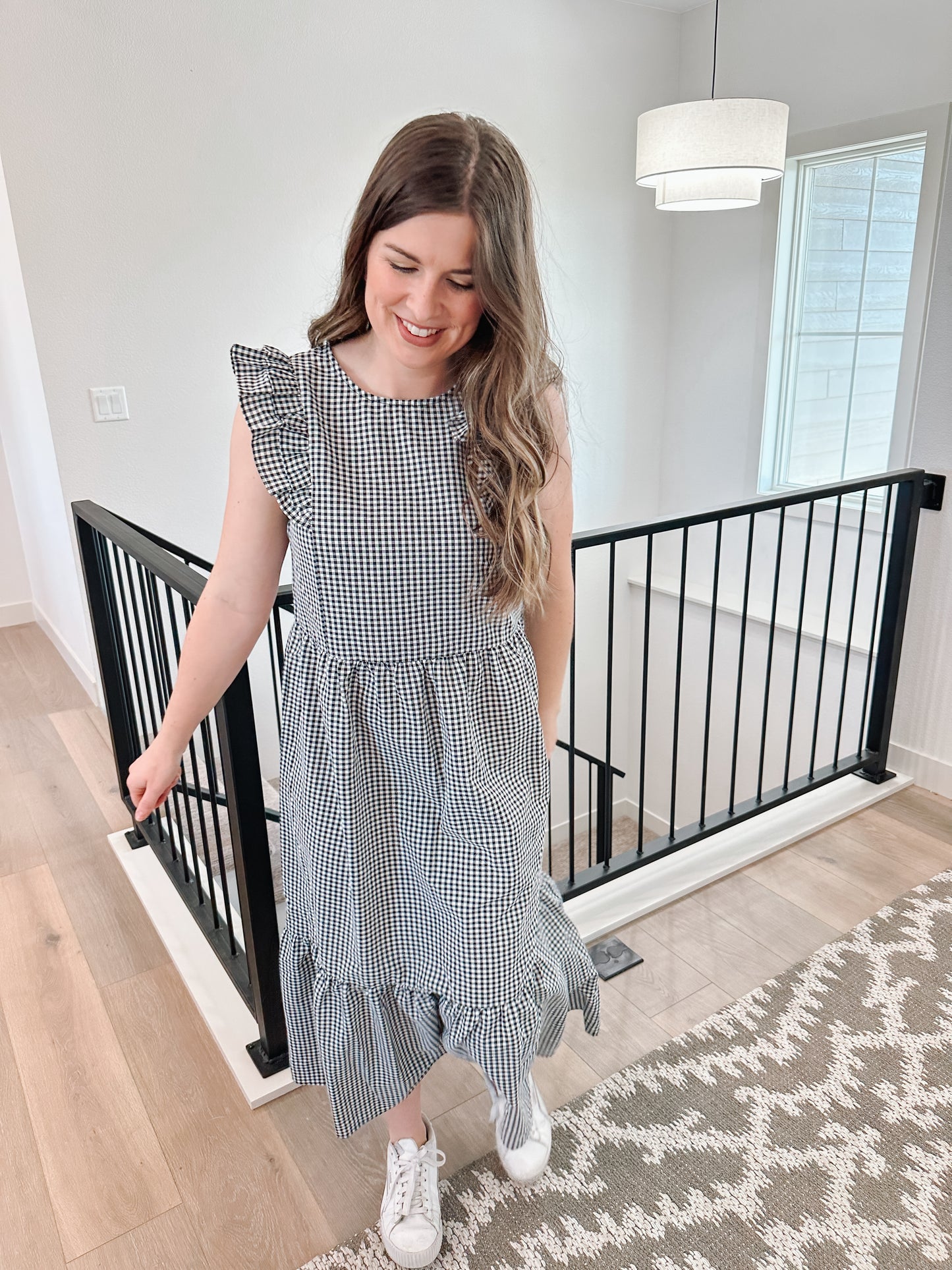 Gingham Babydoll Maxi Dress