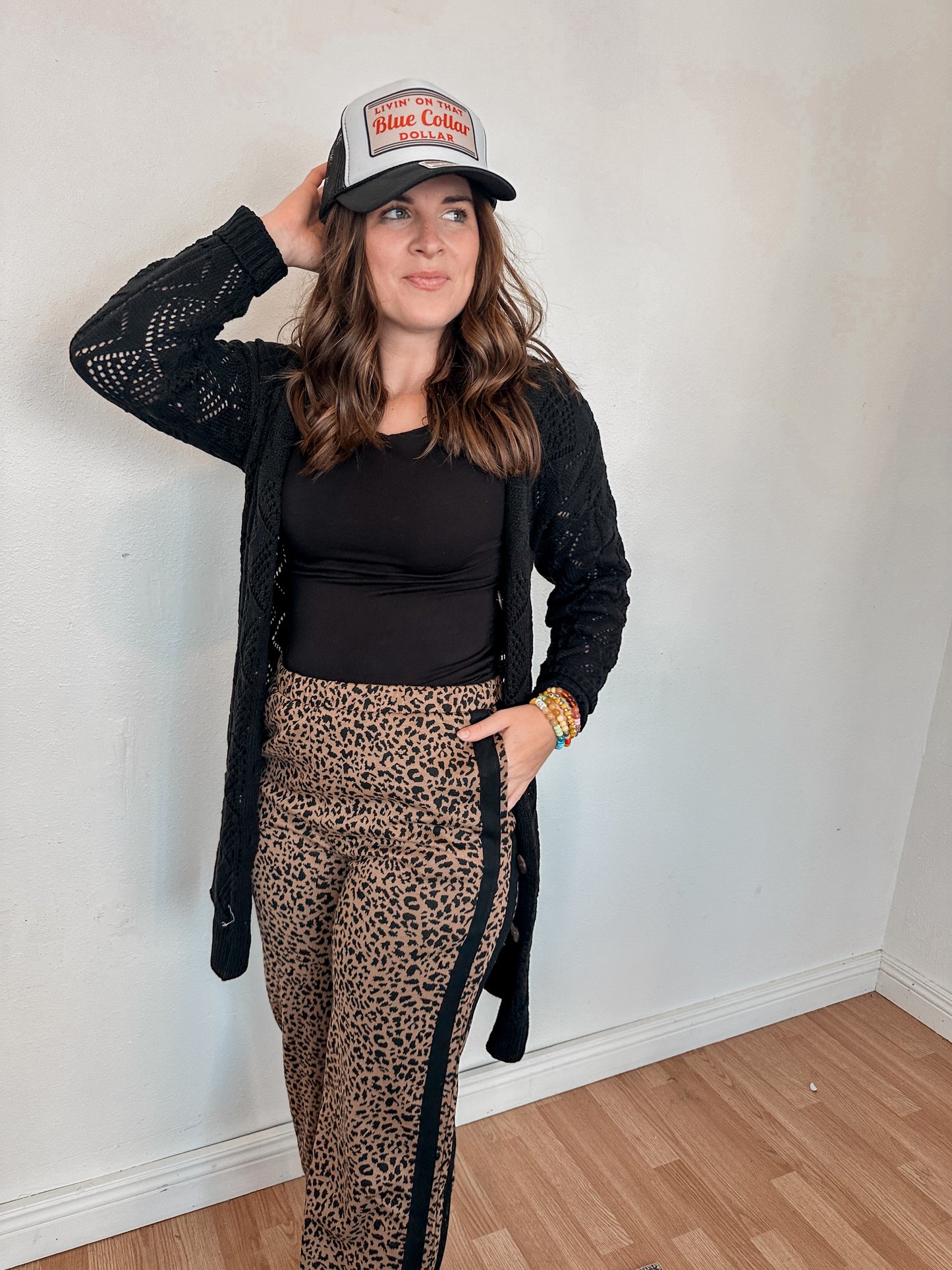 Black Open Knit Cardigan