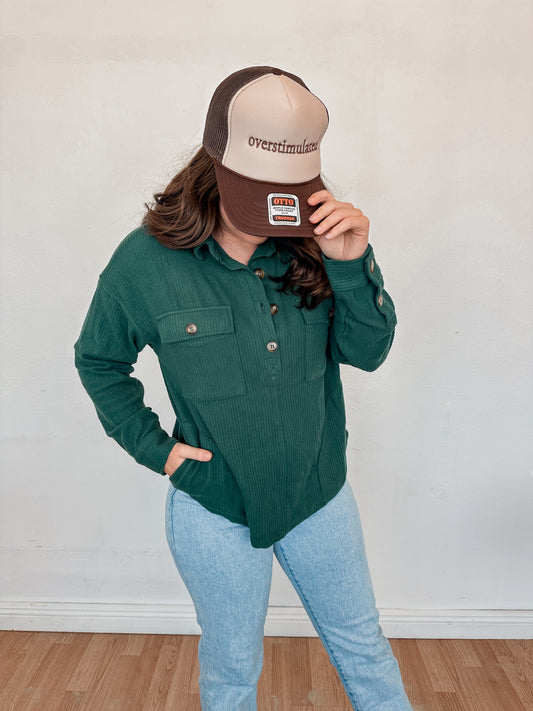 overstimulated embroidered trucker