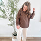 Chocolate Brown Ribbed Henley