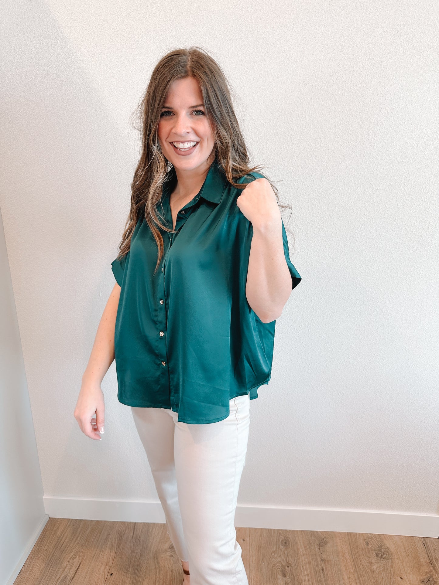 Satin Button Down Blouse (2 colors)