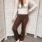 Brown Crossover Waist Yoga Pants