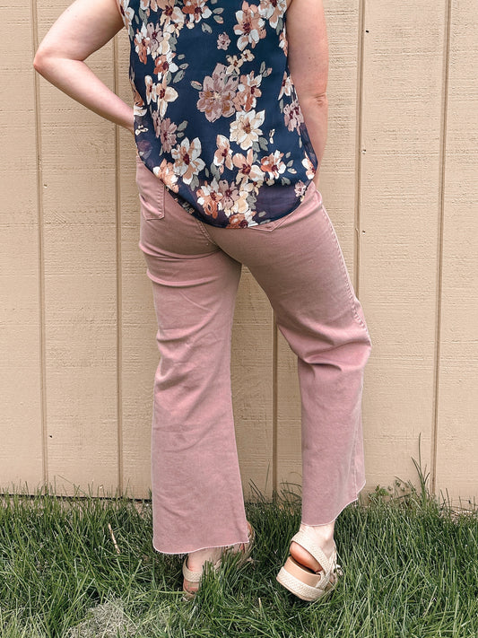 The Annie Wide Leg Jeans -  Dried Rose