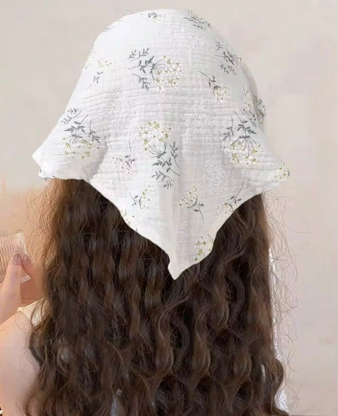 White Floral Hair Scarf