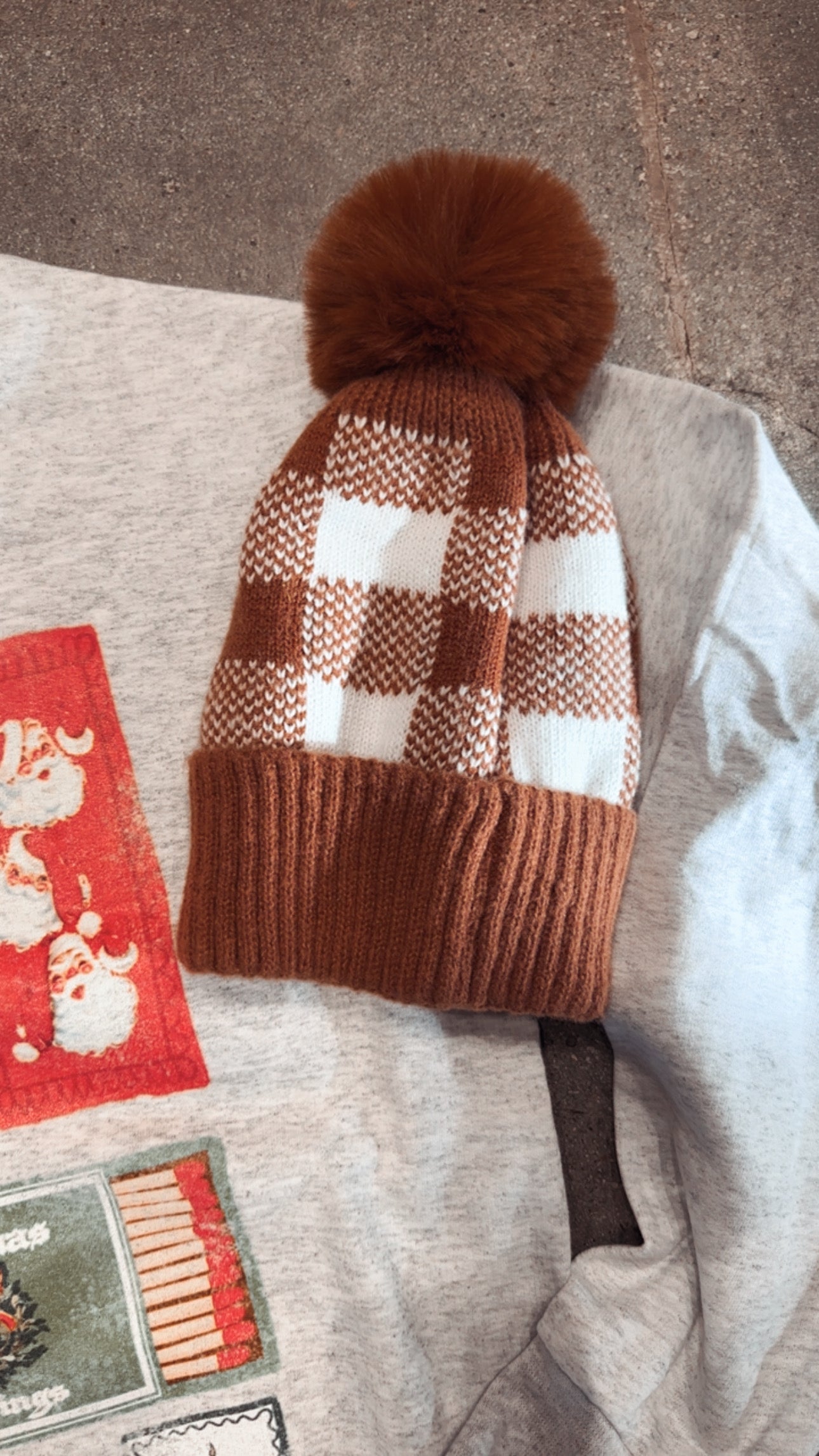 Checkered Pom Beanie