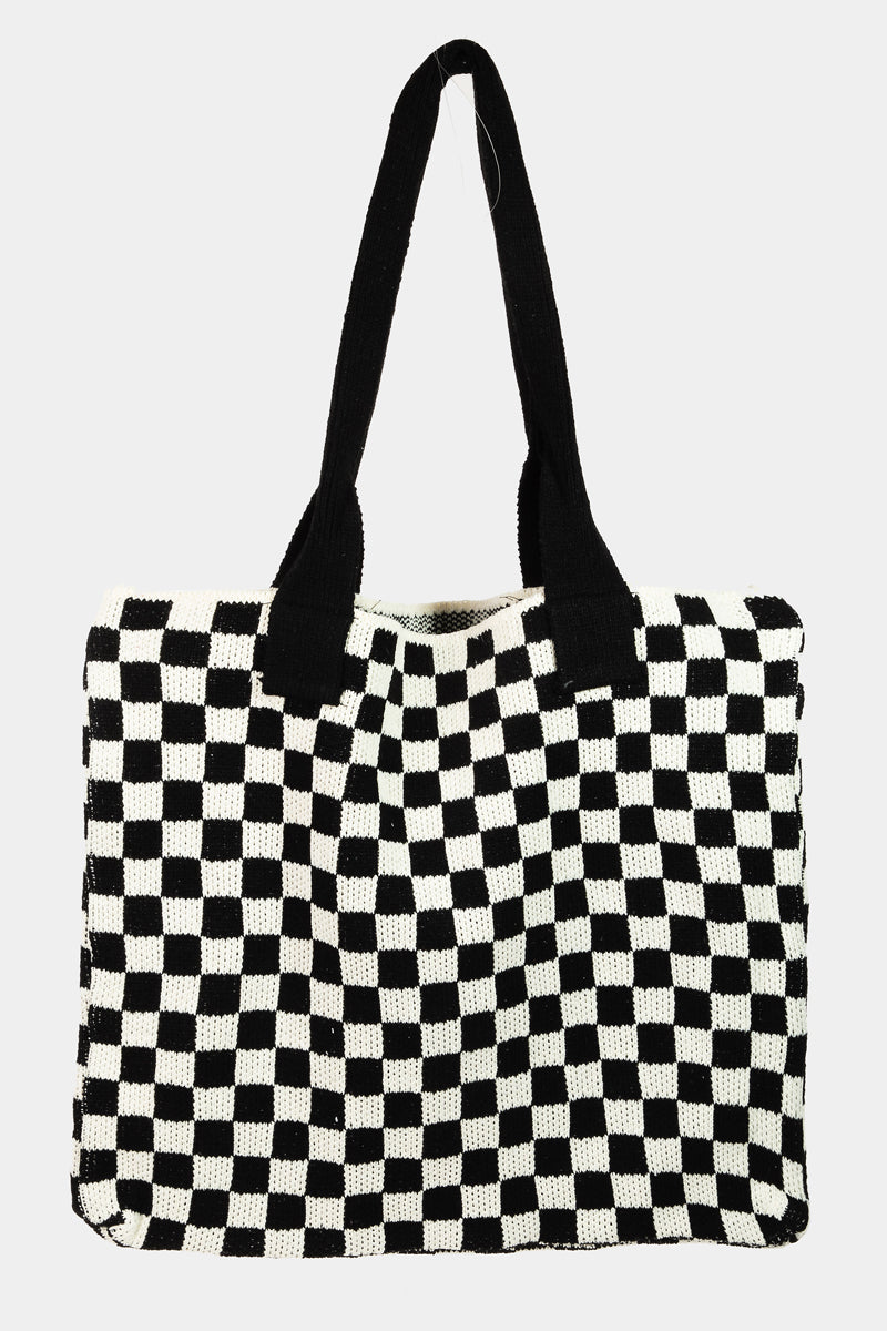 Black Checkered Tote Bag