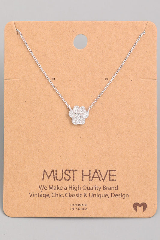 Paw Print Pave Necklace