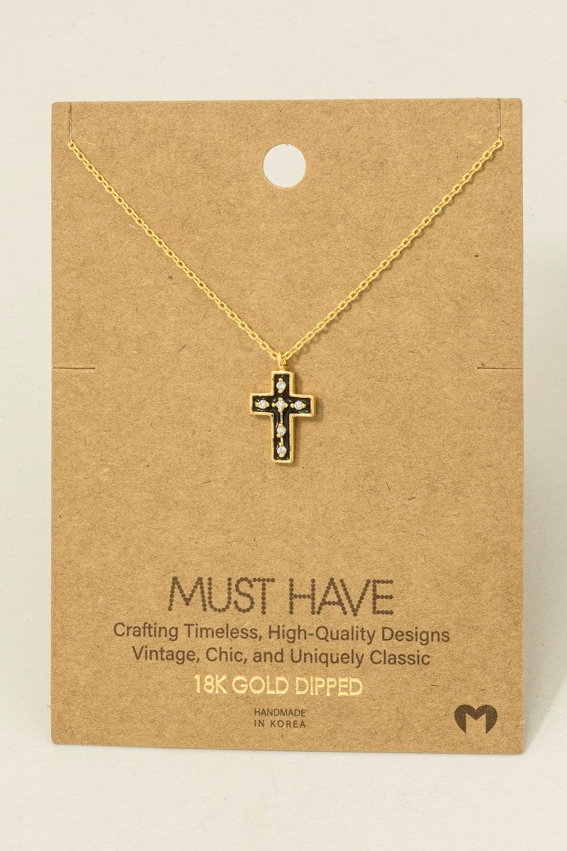 Gold Dipped Enamel Cross Necklace