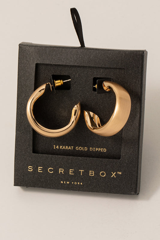 Brushed Gold Wide Hoops