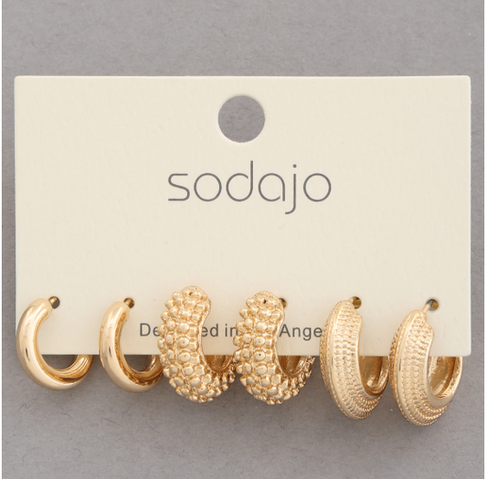 Gold Hoop Earrings Set