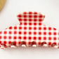 Pink + Red Check Claw Clip