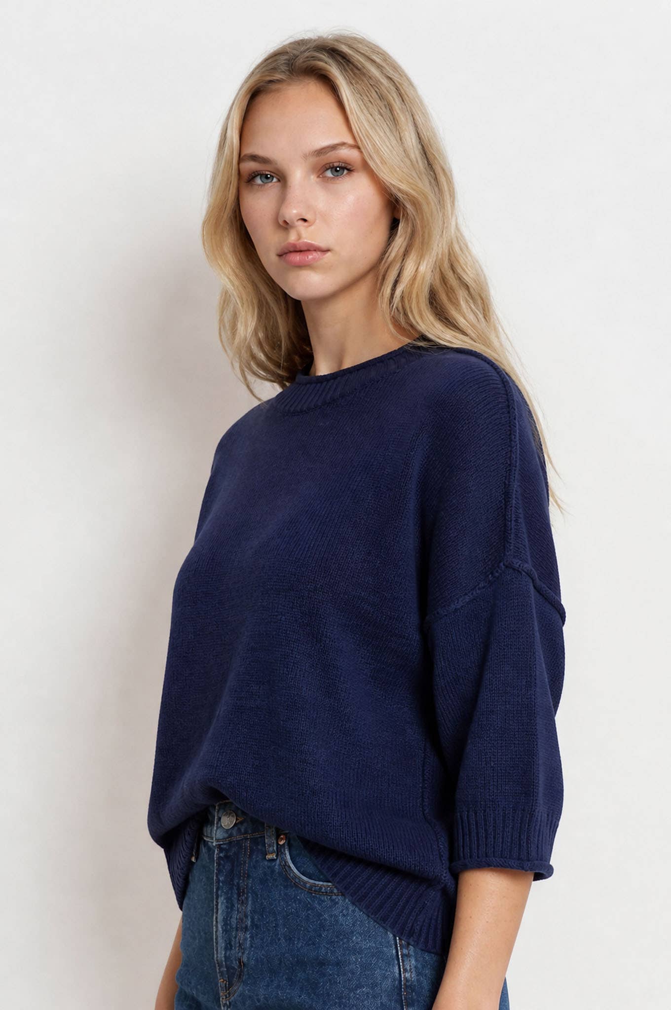 Navy Drop Shoulder Sweater