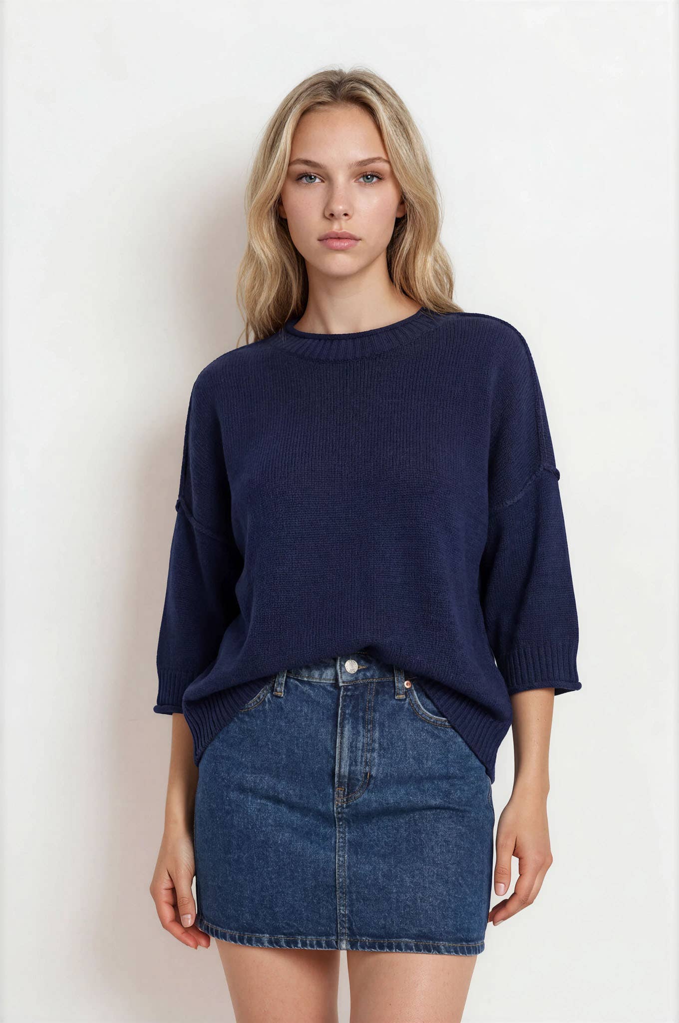 Navy Drop Shoulder Sweater