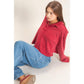 Deep Red Textured Collar Top
