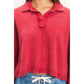 Deep Red Textured Collar Top