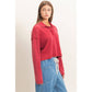 Deep Red Textured Collar Top