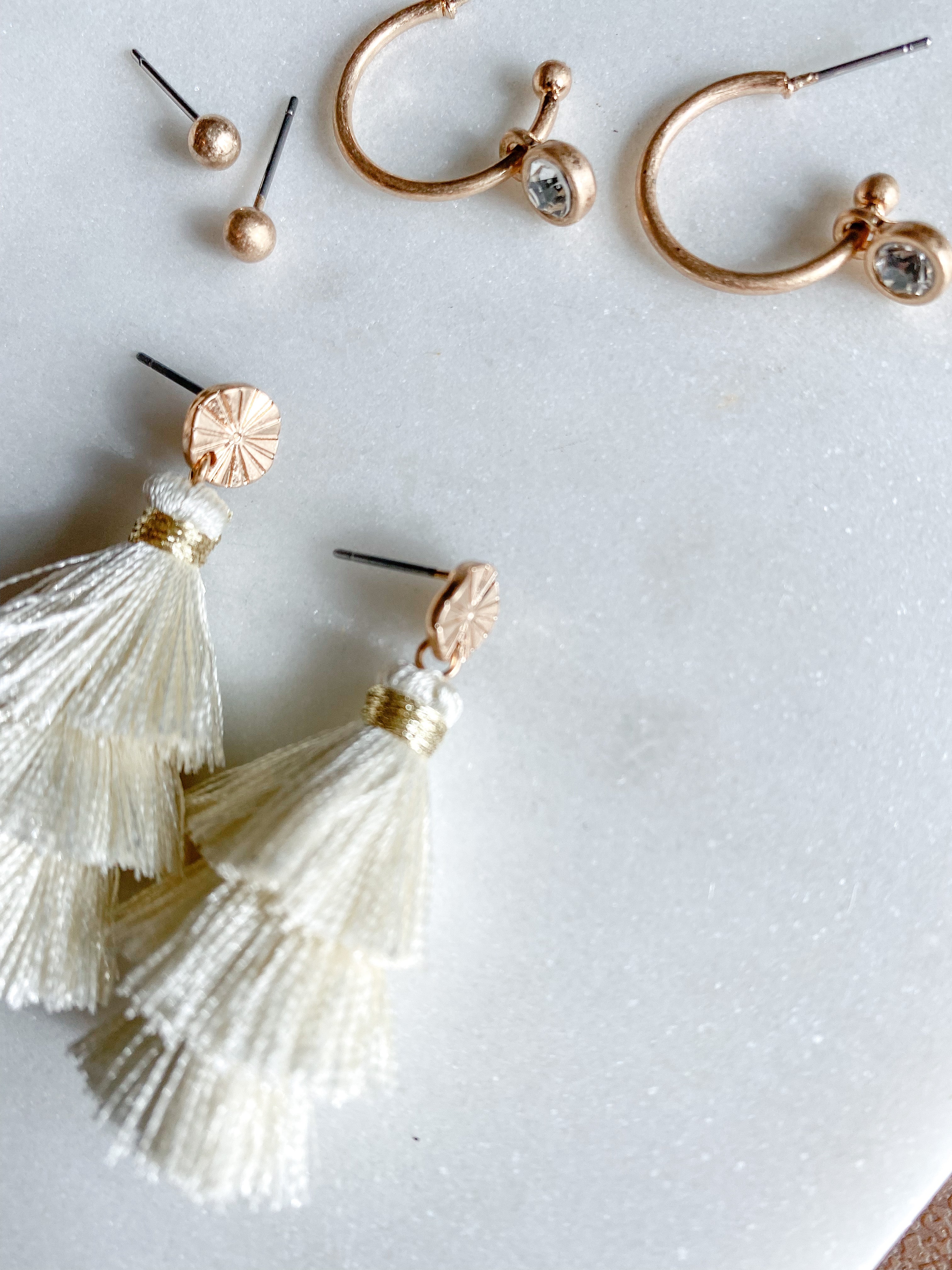 Seabright Drop Tassel Earrings In Cream – St Frock